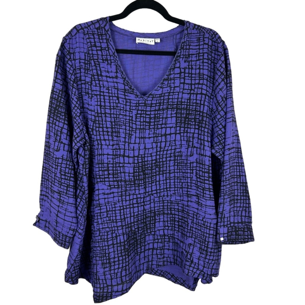 Habitat Purple and Black Tunic Top